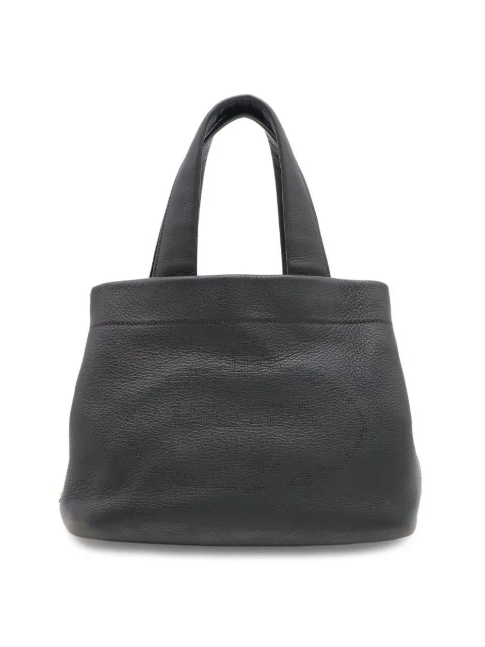 Prada Perforated Logo Tote Leather Nero Black